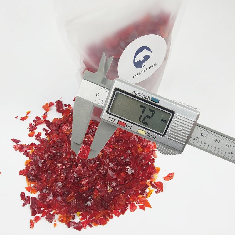 LUSTERING High Luster Crushed Glass Glitter, 6-9mm Fire Glass, Broken Glass, Glass Chips for Fire Pit Crafts DIY Epoxy Resin Art, Geode Painting, Vase Filler, Aquarium Garden Decoration,330g (Red) - Image 2